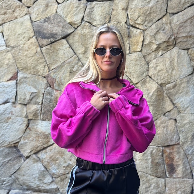 Chaqueta Crop Lana Pink