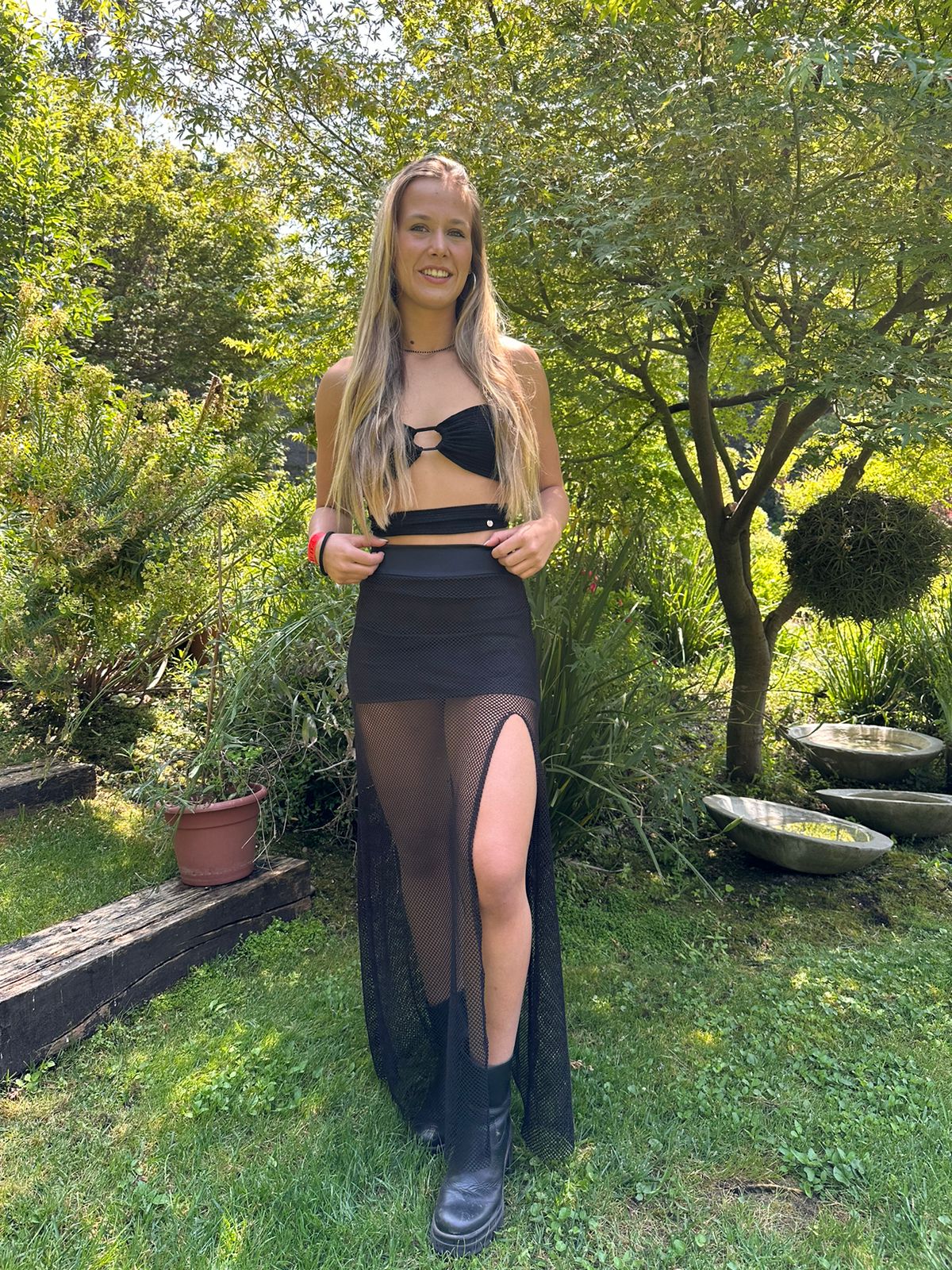 Falda Larga Malla Negra