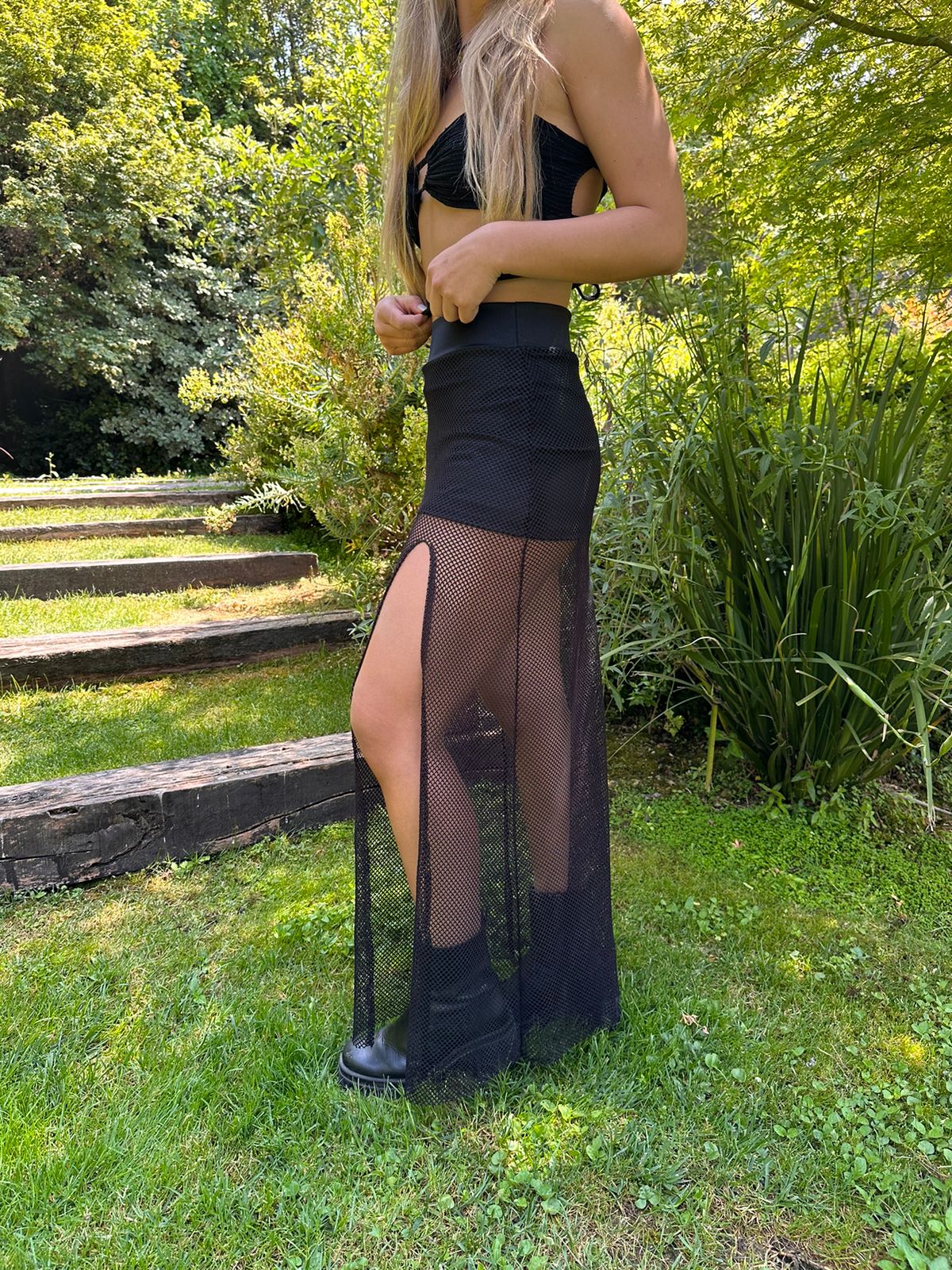 Falda Larga Malla Negra