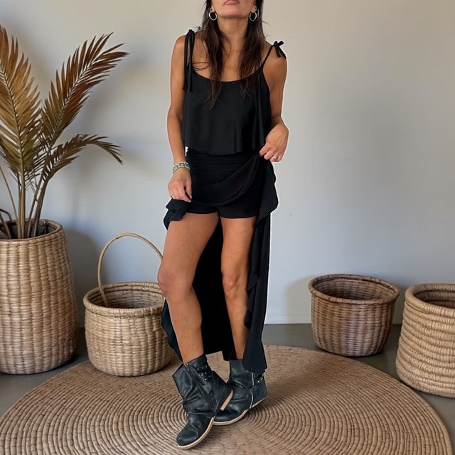 Falda Larga Boho Negra