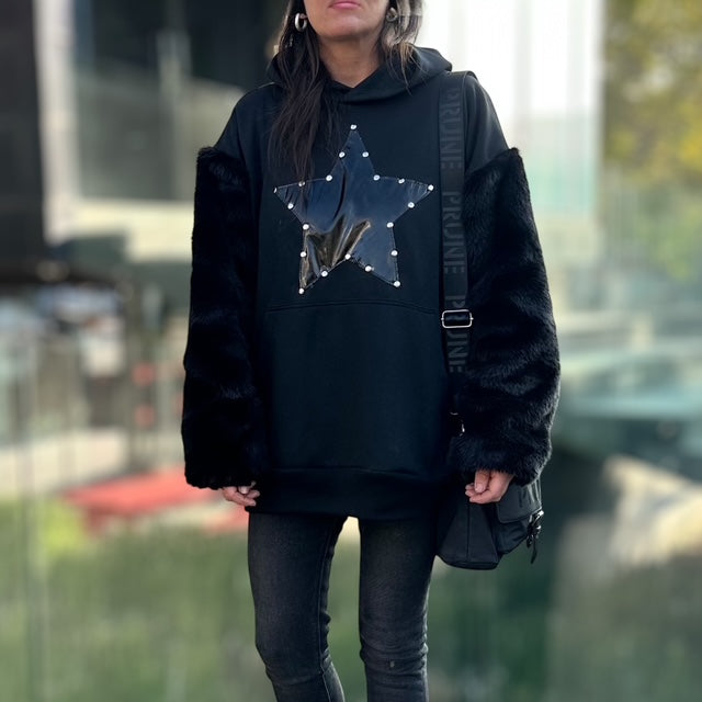 Hoodie Mangas Piel