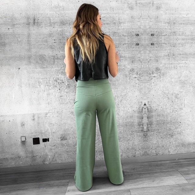 Pants Sastre Elasticado Verde Militar Suave