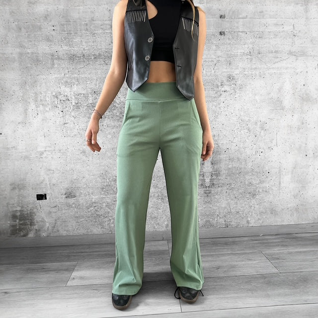 Pants Sastre Elasticado Verde Militar Suave