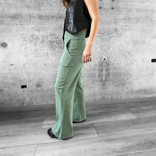 Pants Sastre Elasticado Verde Militar Suave