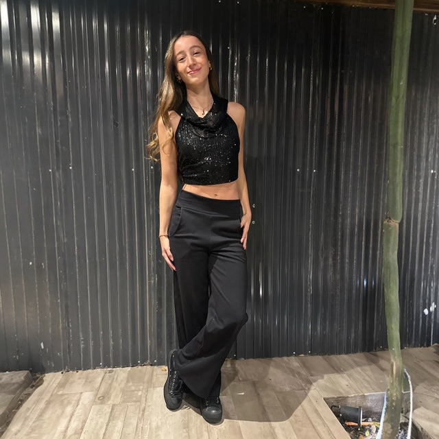 Pants Sastre Elasticado Negro