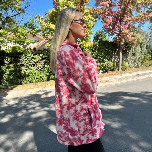 Polerón Tipo Chaqueta Tie Dye Rosa