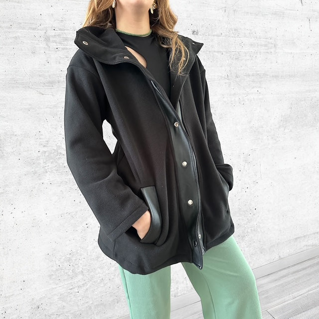 Polerón Tipo Chaqueta Negro Polar