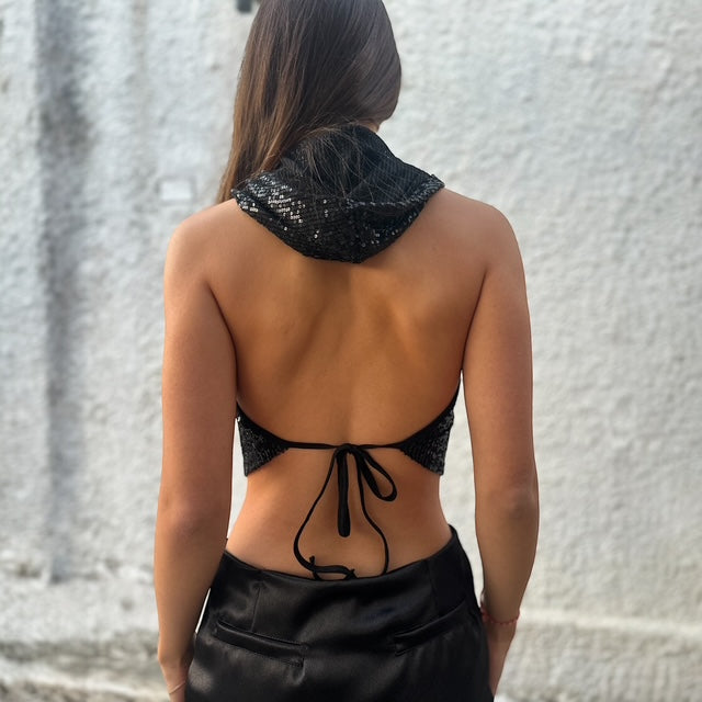 Top Lentejuela Capucha