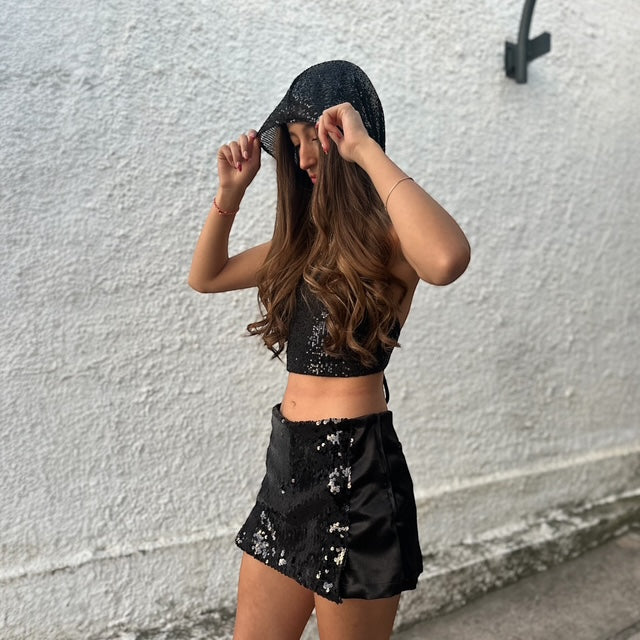 Top Lentejuela Capucha