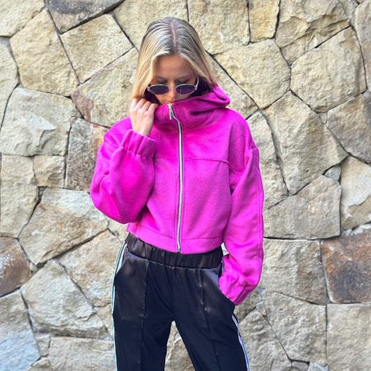 Chaqueta Crop Lana Pink