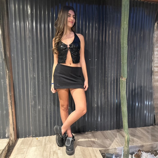 Falda Short Lisa Negra