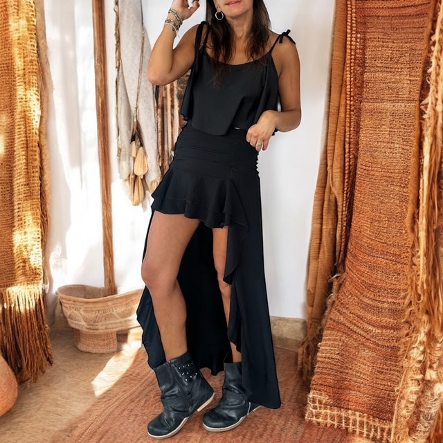 Falda Larga Boho Negra