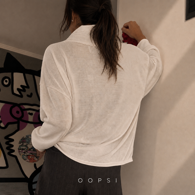 Jersey Blanco Cuello Largo