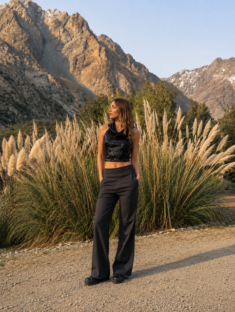 Pants Sastrero Elasticado Negro
