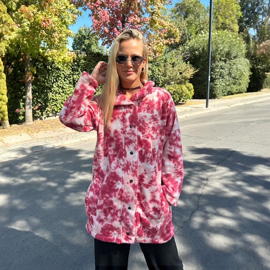 Polerón Tipo Chaqueta Tie Dye Rosa