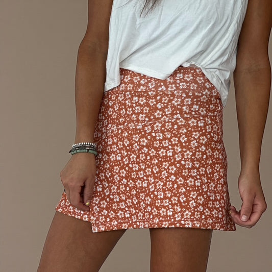 Falda Short Cruzada terracota flores