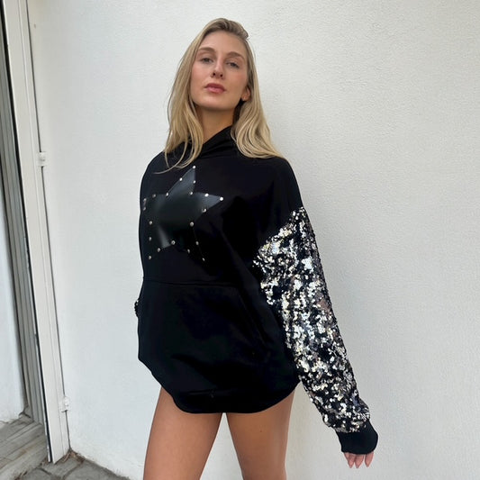 Hoodie Mangas Lentejuelas