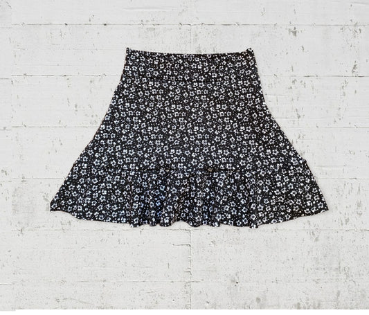 Falda Short Flores Negra