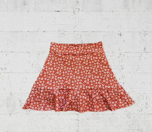 Falda Short Olas Terracota Flores